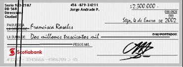 ¿Qué es y cómo llenar un cheque al portador en Chile y cuáles son sun partes?