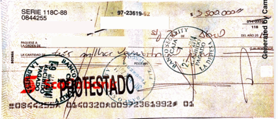 Causas de que un cheque sea protestado en Chile.