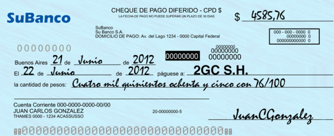 Pasos para llenar un cheque en Ecuador.