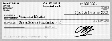 Partes y como llenar un cheque nominativo en Colombia.